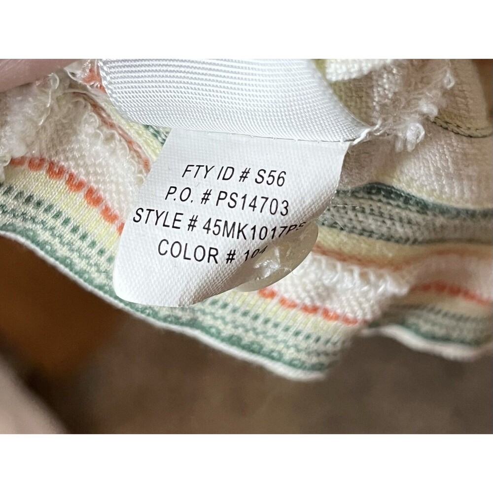 Perry Ellis SILK Polo Shirt Mens L White Gray Striped Short Sleeve Golf Casual - Picture 6 of 7